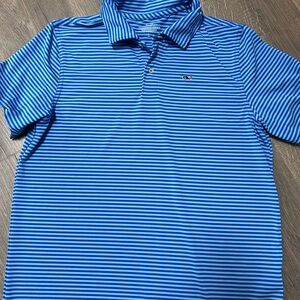 Vineyard Vines Blue & White Striped Performance Polo — Boys (16)